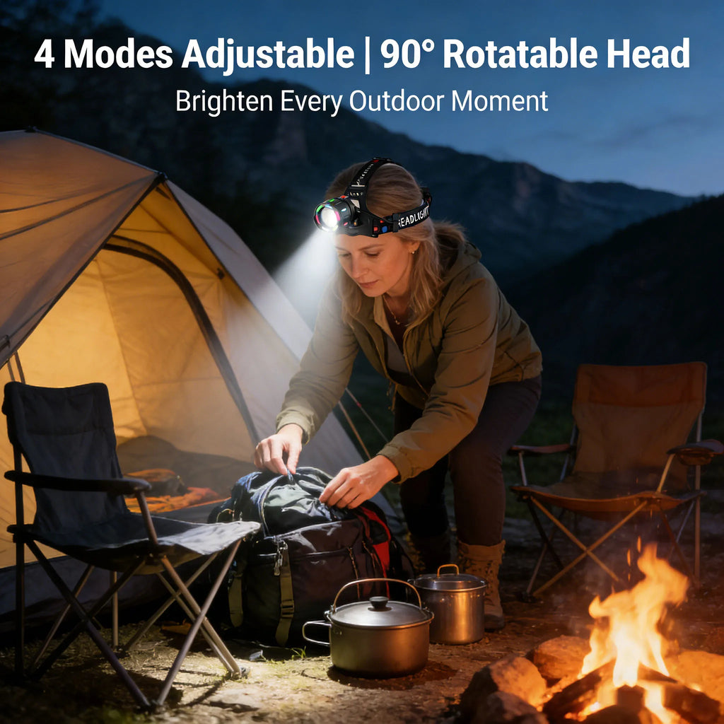 🔋 Rechargeable LED Headlamp – Powerful & Waterproof Adjustable Headlamp for All Your Adventures 🌧️