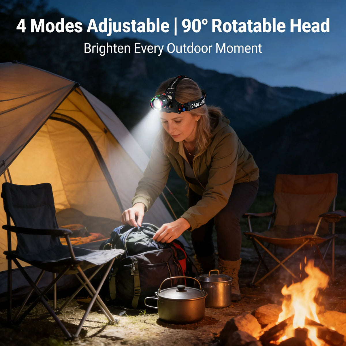 🔋 Rechargeable LED Headlamp – Powerful & Waterproof Adjustable Headlamp for All Your Adventures 🌧️