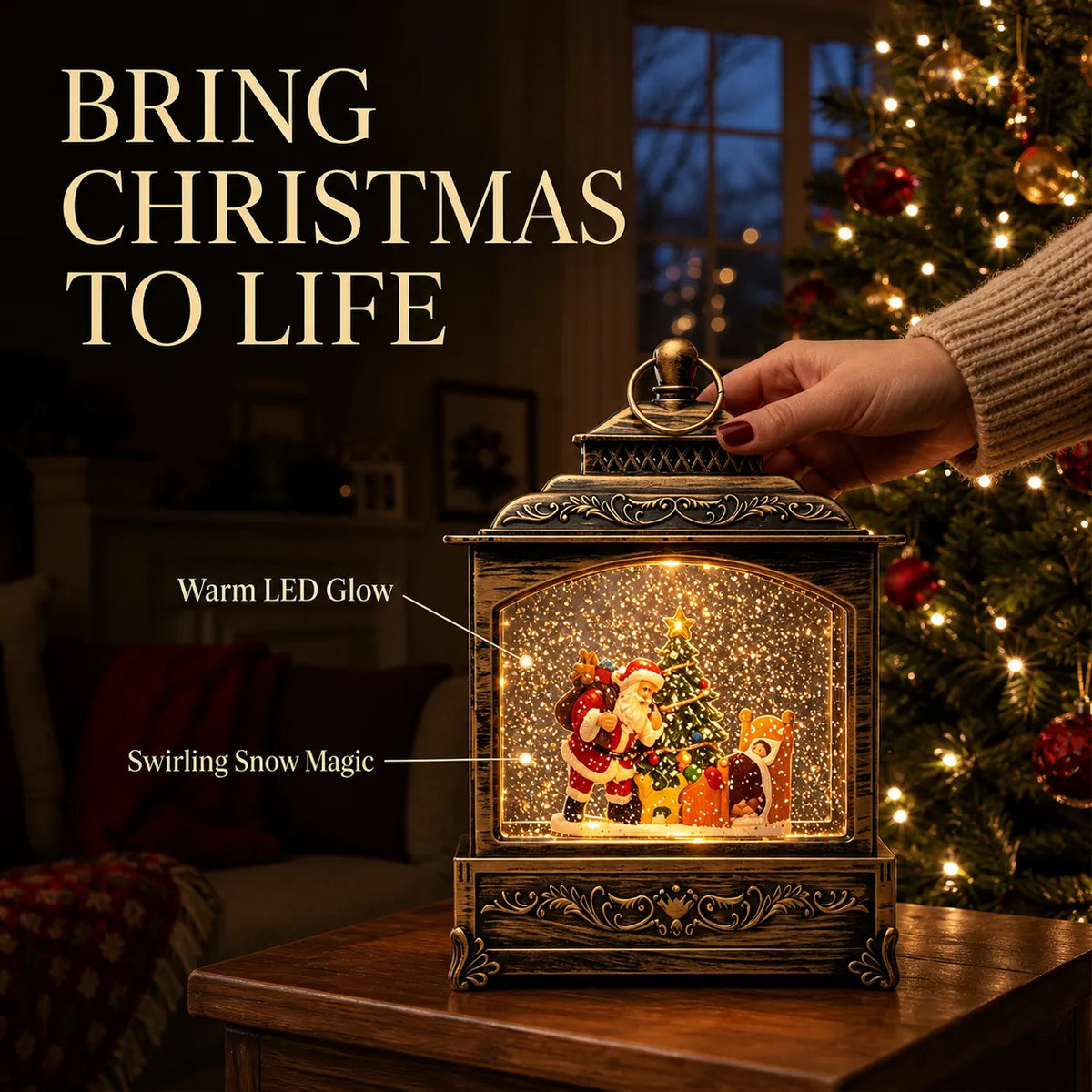 Christmas Musical Swirling Snow Lantern