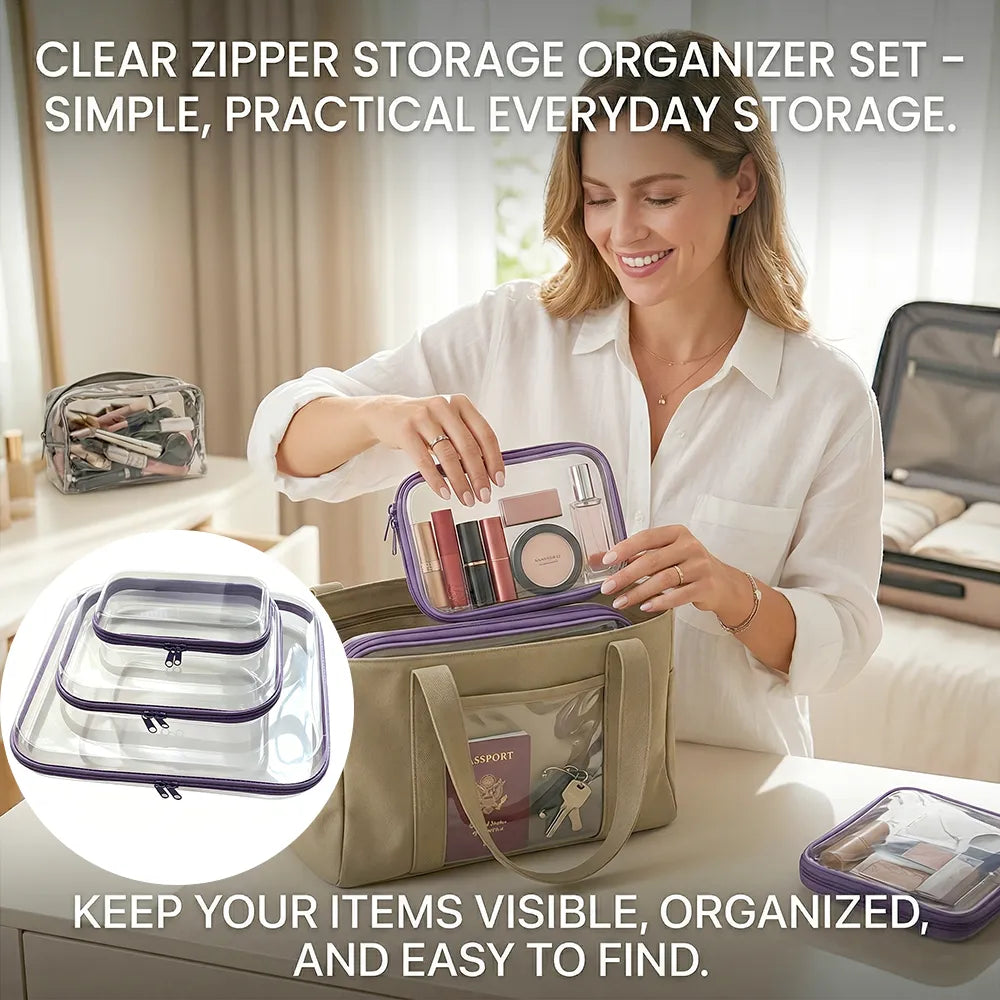 🧳 Clear Zipper Storage Organizer Set – Simple, Practical Everyday Storage