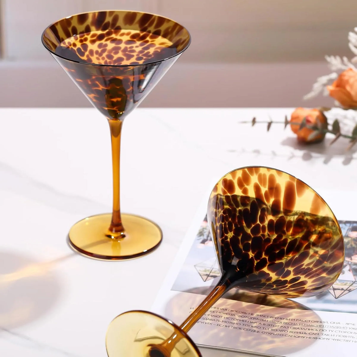Amber Tortoiseshell Cocktail & Wine Glass