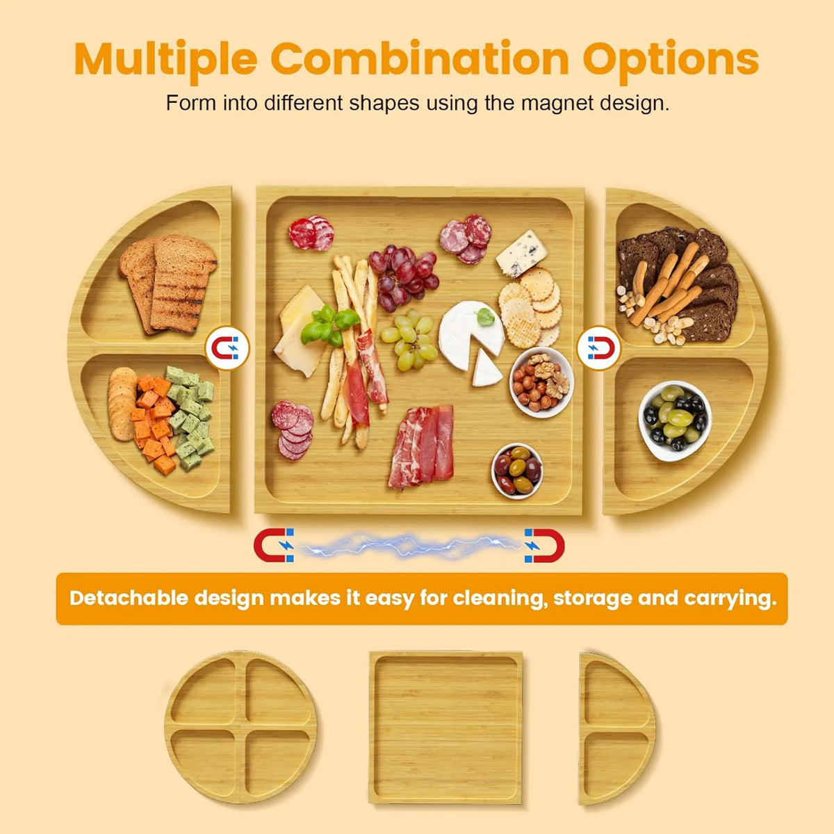 🧀 Bamboo Charcuterie Board Set