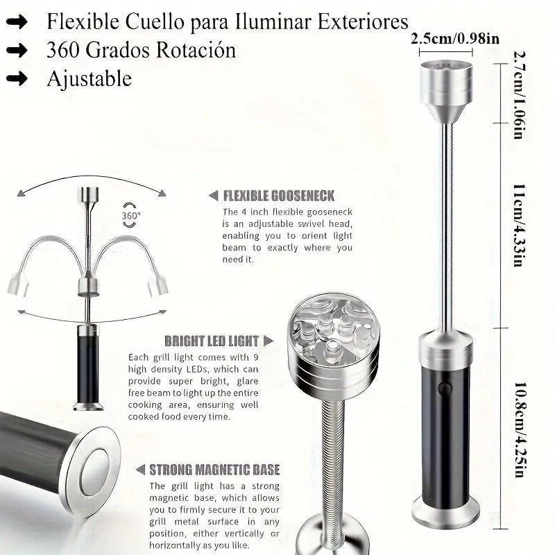 LED Grill Light with 360° Flexible Gooseneck & Magnetic Base