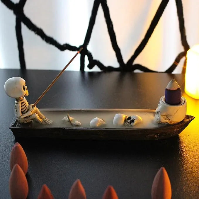 🎃 Skull Boat Backflow Incense Burner – Spooky Serenity Meets Home Decor 🎃