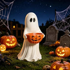 Spooky Welcome Ghost Pumpkin Treat & Planter Bowl