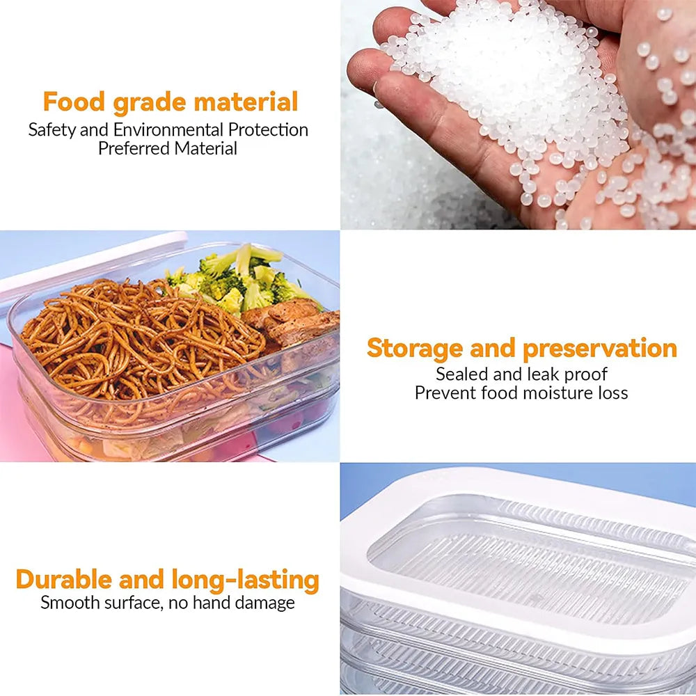 🥗 Round Stackable Food Storage Box – 3-Compartment Freshness Organizer