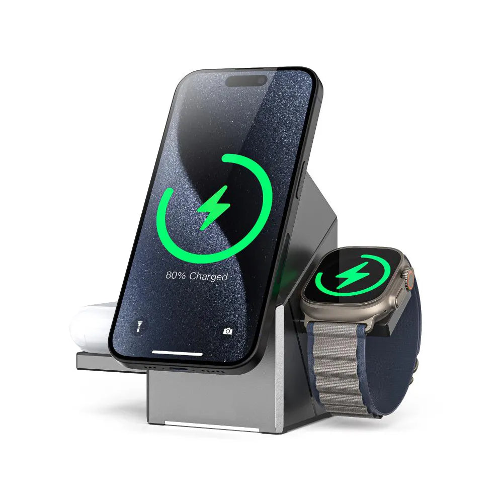 ⚡ 3-in-1 Magnetic Wireless Charging Stand with Night Light