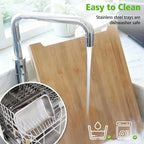 🌿 Organic Bamboo Cutting Board with Sliding Drawers