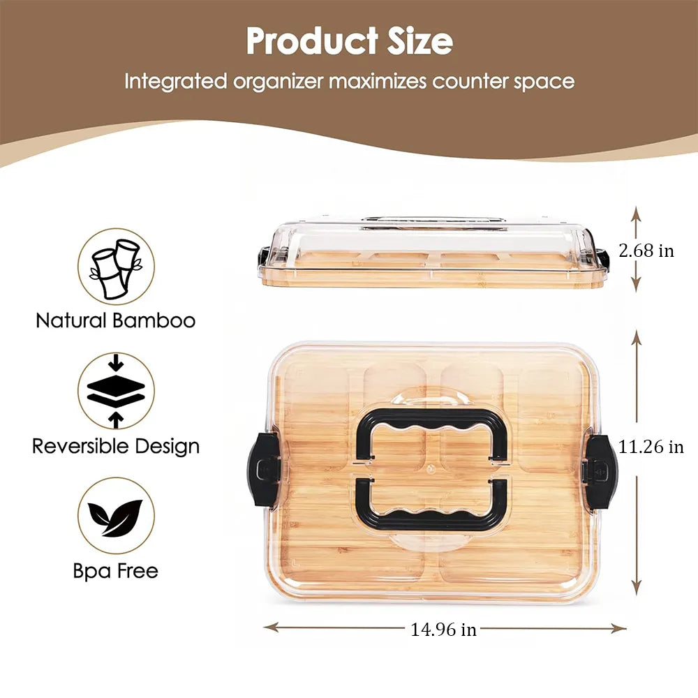 🌿 Bamboo Snack Tray with Lid