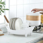 🍽️ Oval Dish Drying Rack with Utensil Holder