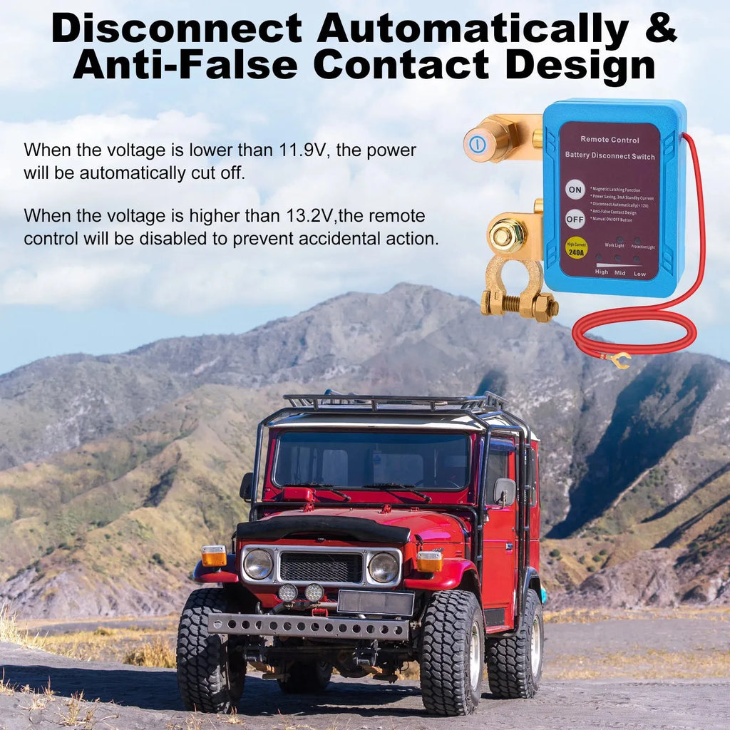 🔋 Remote Battery Disconnect Switch – 12V 240A Automatic Power Shut Off