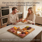 🧀 Wooden Puzzle Charcuterie Board Set with Handles