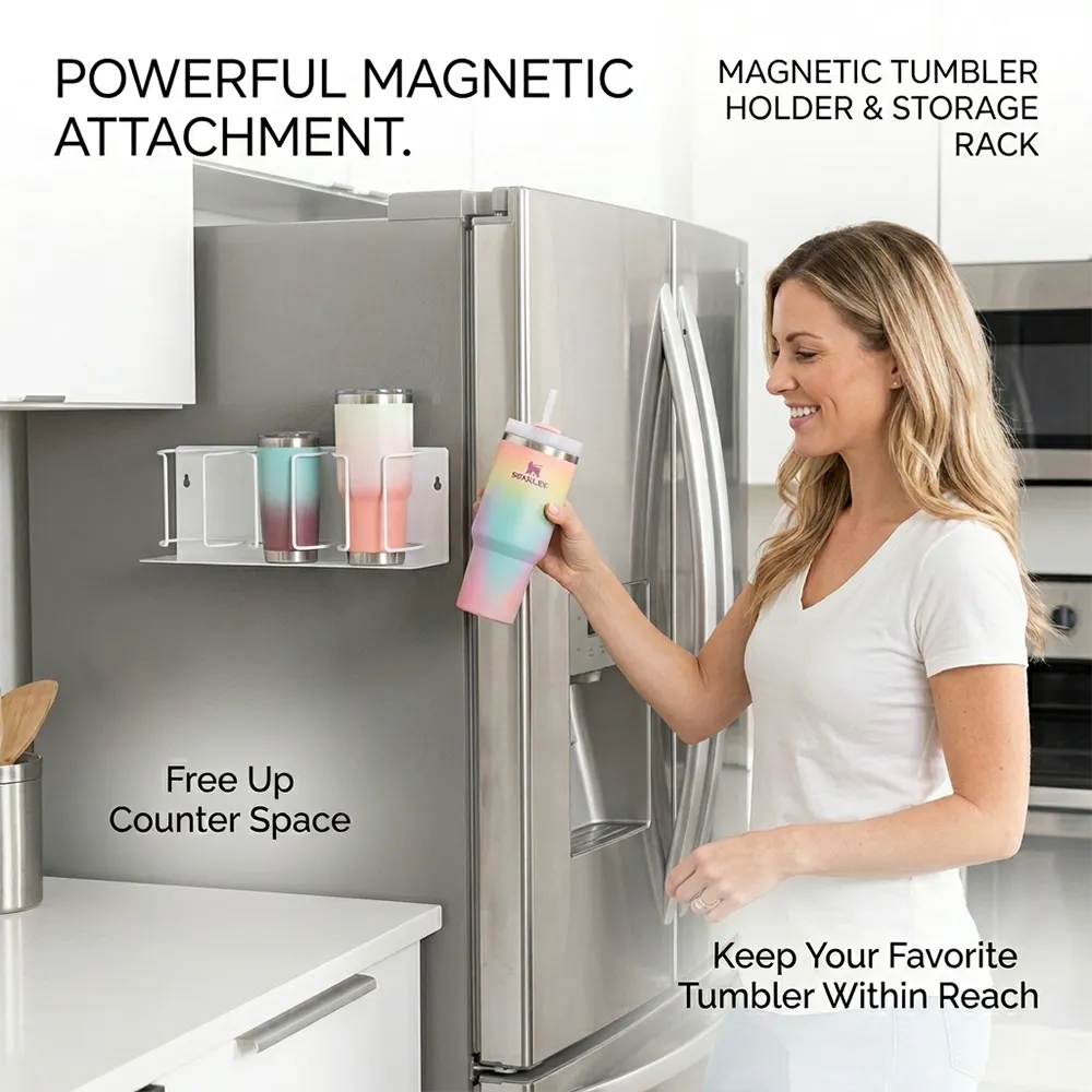 🥤 Magnetic cup holders and storage racks