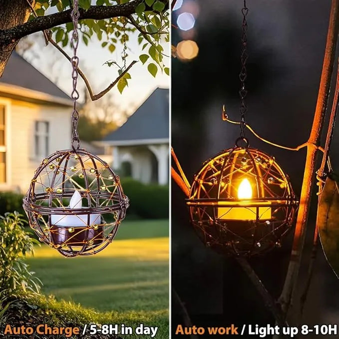 🌙 Solar Hanging Tea Light Lanterns – Add Sparkle to Your Evenings