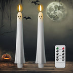 Flameless Ghost Taper Candles with Remote & Timer