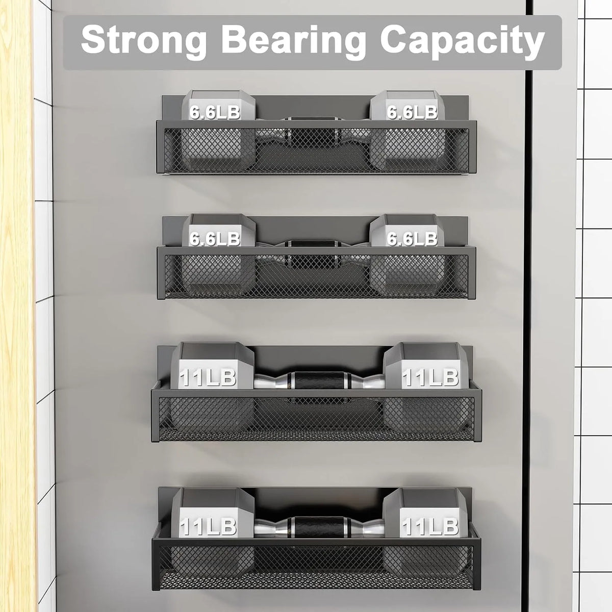 Magnetic Refrigerator Storage Rack Set – 2 Large Black Baskets