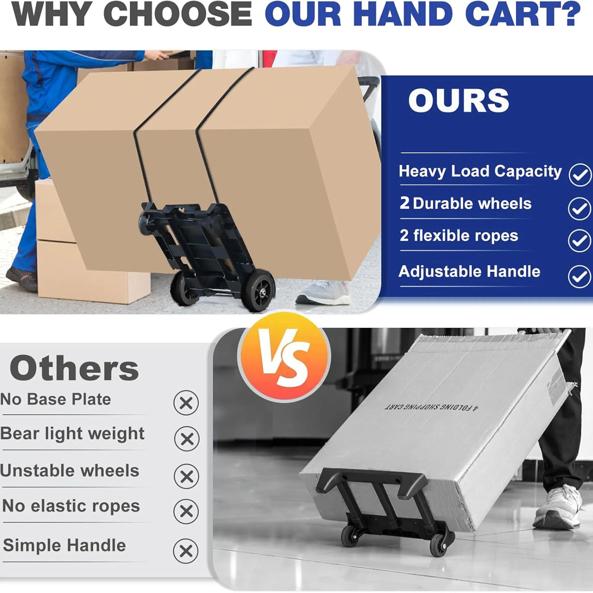 🧳Foldable Hand Cart — Lightweight Portable Trolley with Dual Wheels