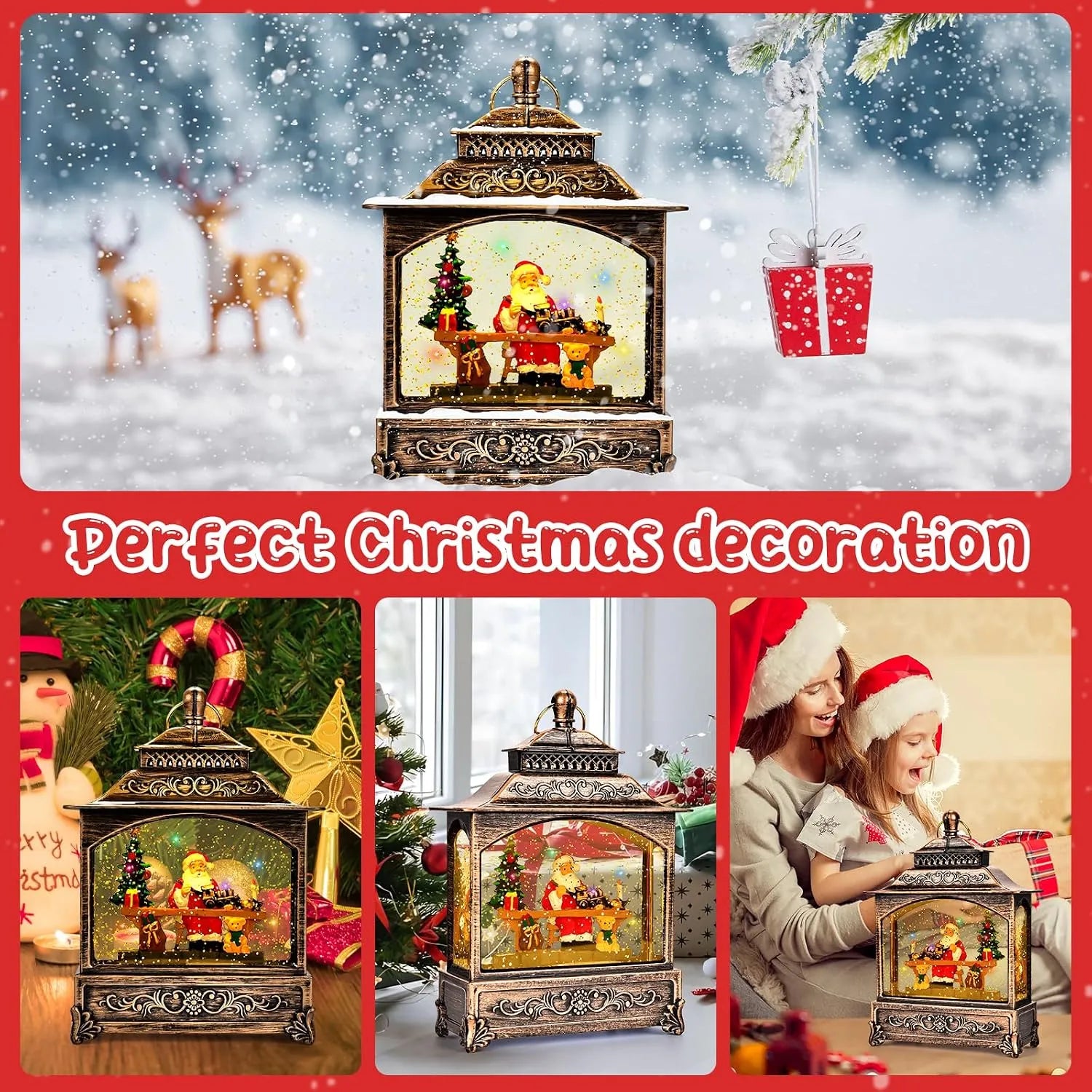 Christmas Musical Swirling Snow Lantern
