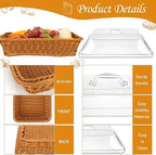 ✅ Large Handwoven Rattan-Style Bread Basket with Clear Acrylic Lid