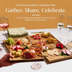 🧀 Wooden Puzzle Charcuterie Board Set with Handles