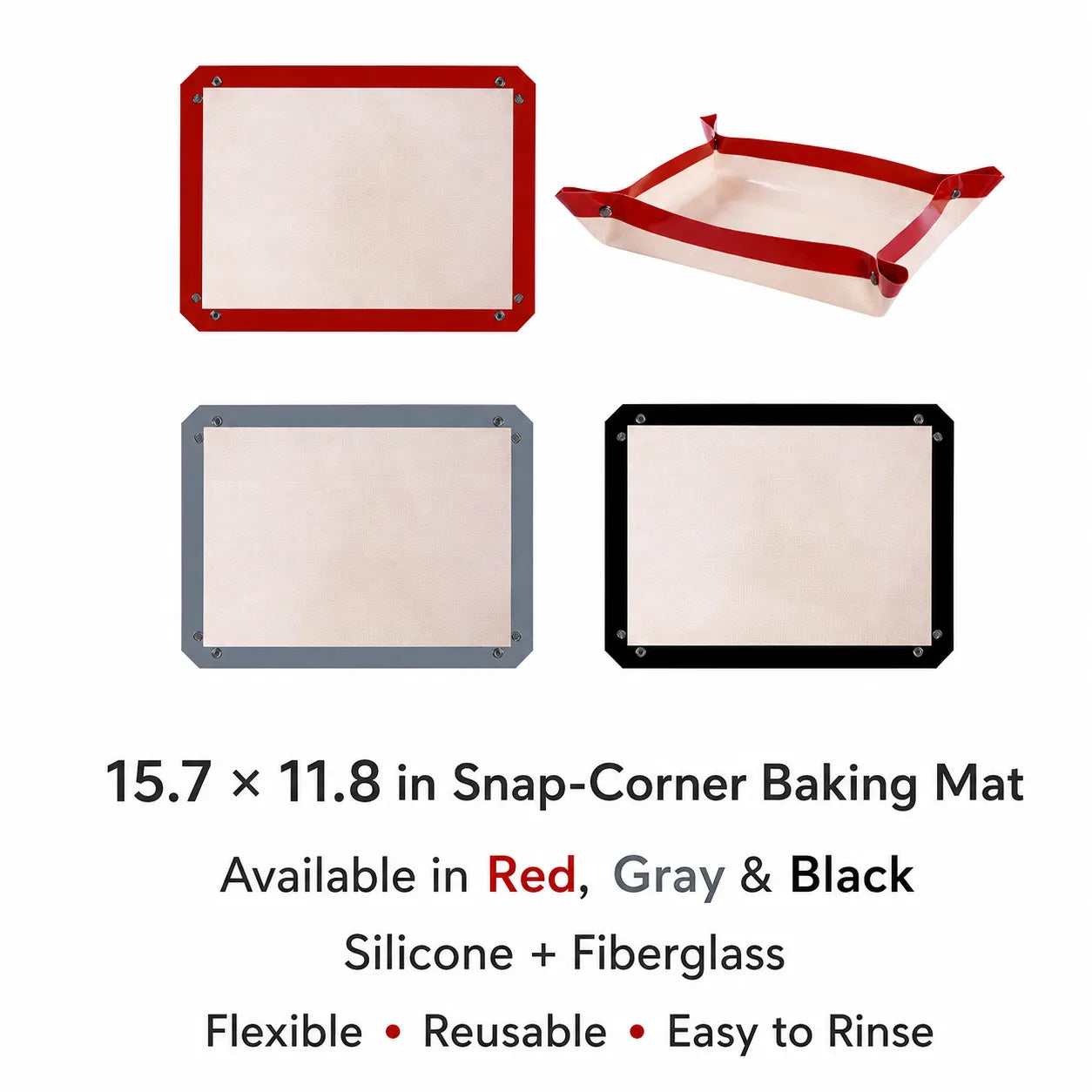 Snap-corner baking mat size 15.7 by 11.8 inches