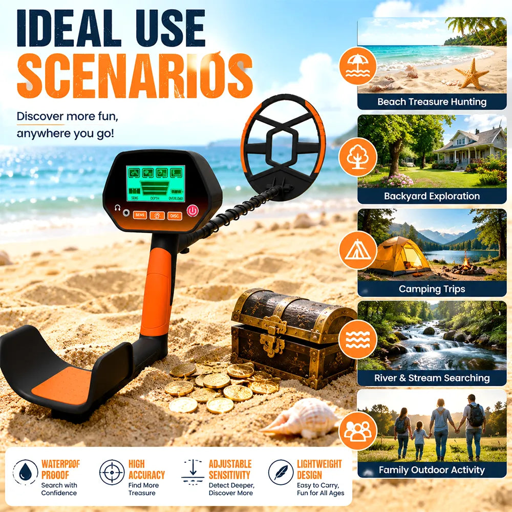 🔎 Waterproof Metal Detector for Adults & Kids – Treasure Hunting Adventure Kit 🏆🌊