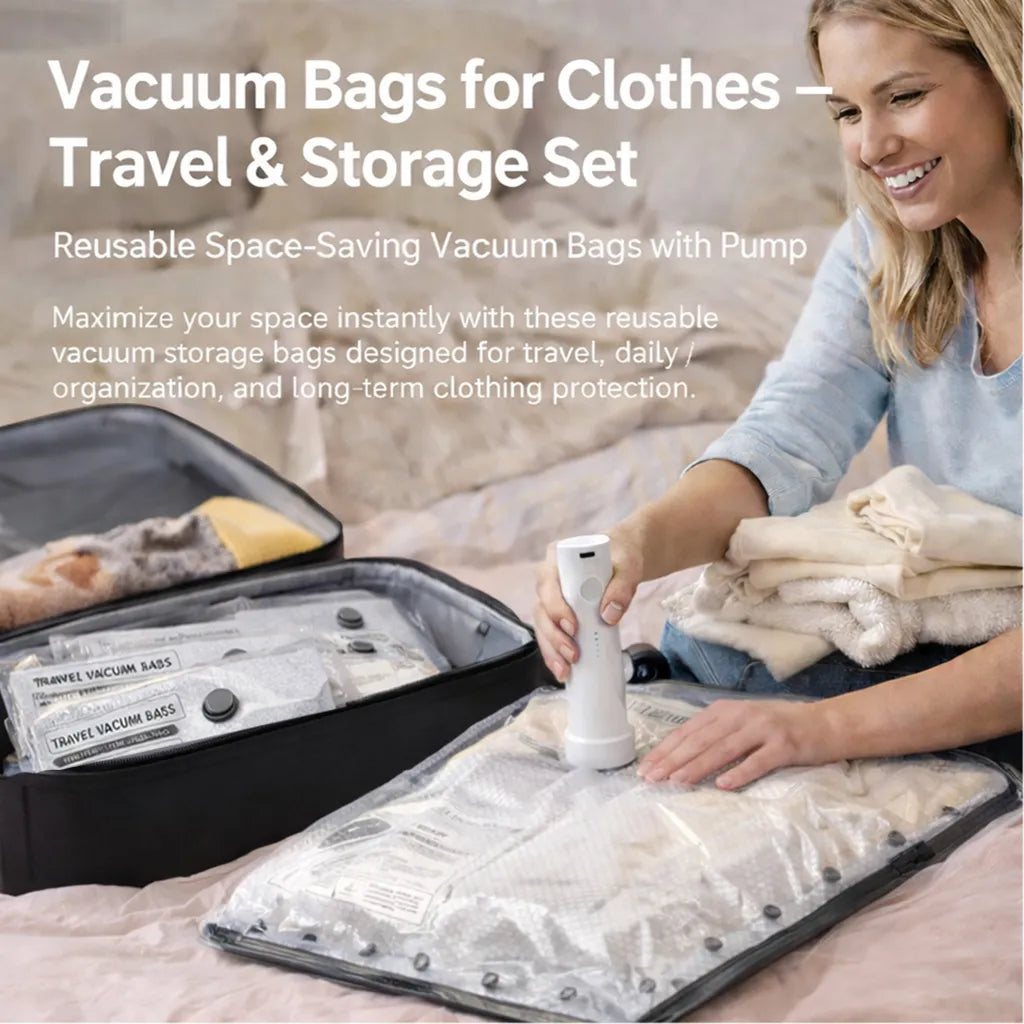 🧳 Vacuum Bags for Clothes – Travel & Storage Set