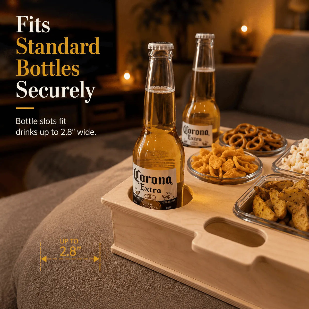 Wooden Couchbar™ Sofa Snack & Drink Organizer