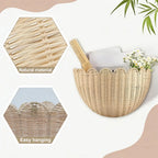🧺 Handwoven Rattan Wall Basket – Natural Storage, Timeless Style