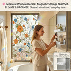 🌸 Botanical Window Decals + Magnetic Storage Shelf Set