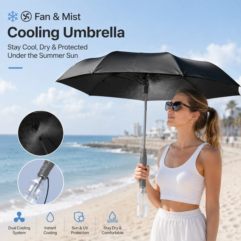 ☂️Fan & Mist Cooling Umbrella