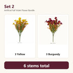 Artificial Fall Violet Flowers for Outdoor Planters – Flexible UV-Resistant Faux Stems