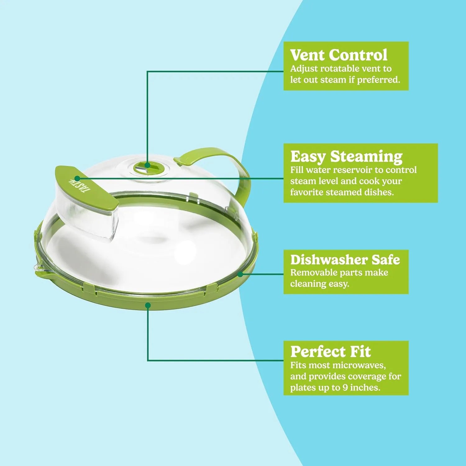 Steam-Control Microwave Splatter Cover with Water Reservoir