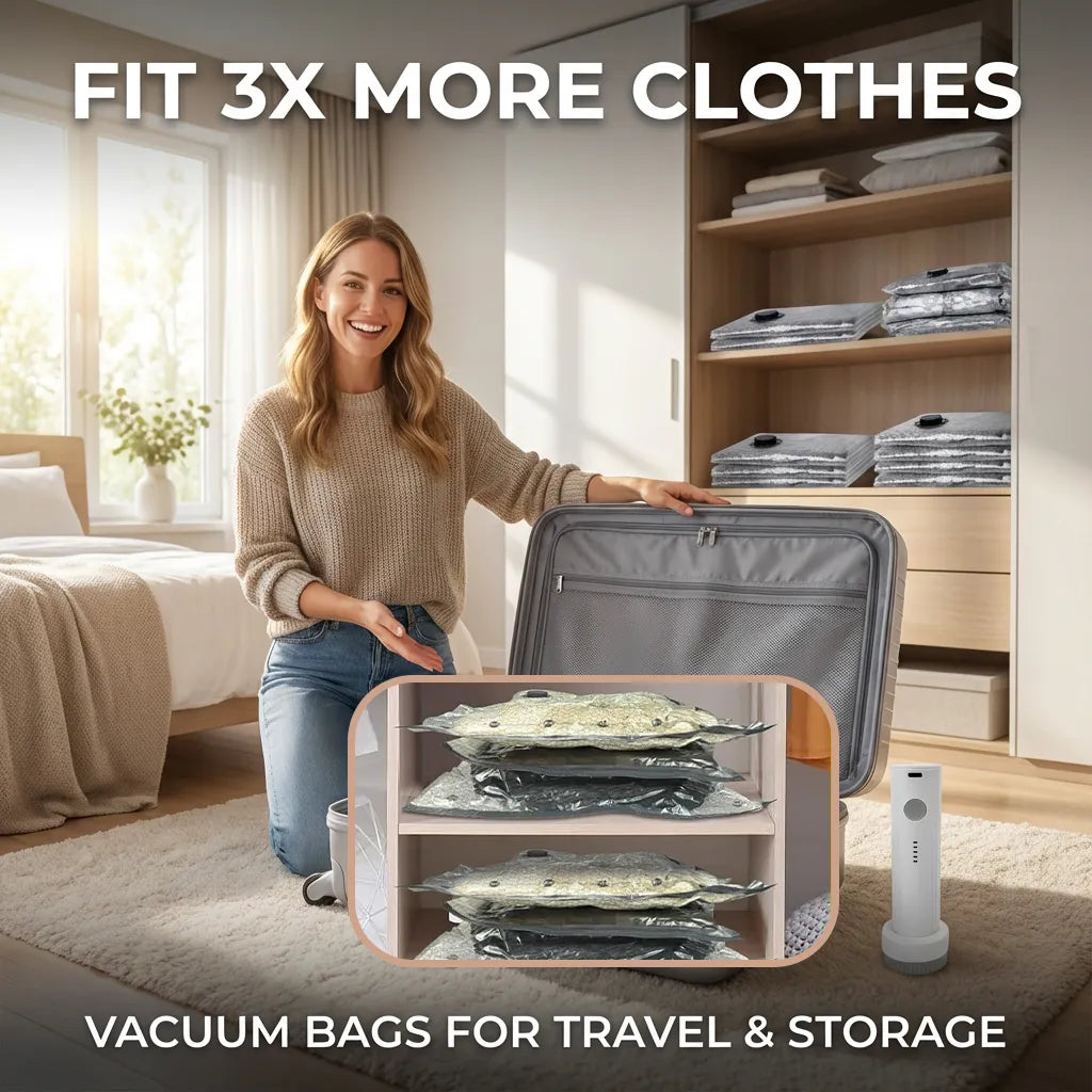 🧳 Vacuum Bags for Clothes – Travel & Storage Set