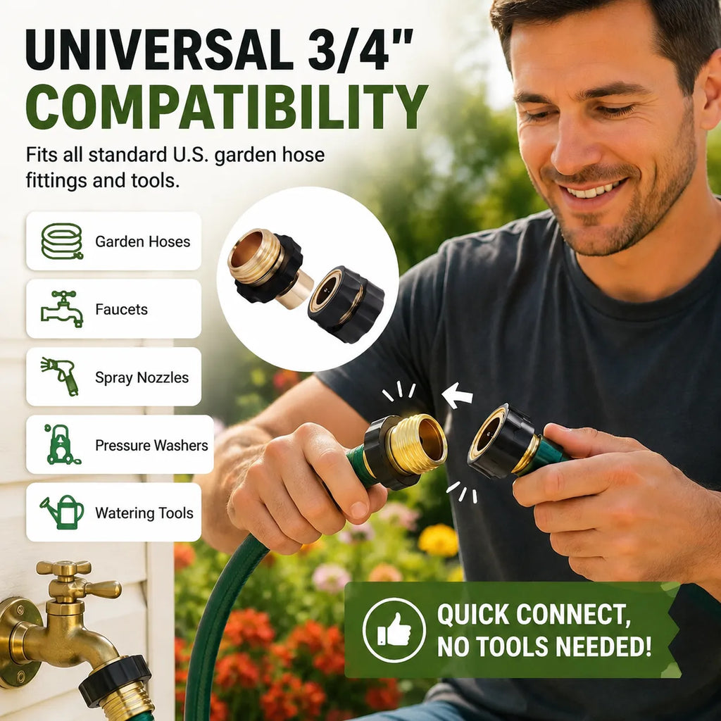 💧 Aluminum Alloy Garden Hose Connector (Quick-Connect 3/4")