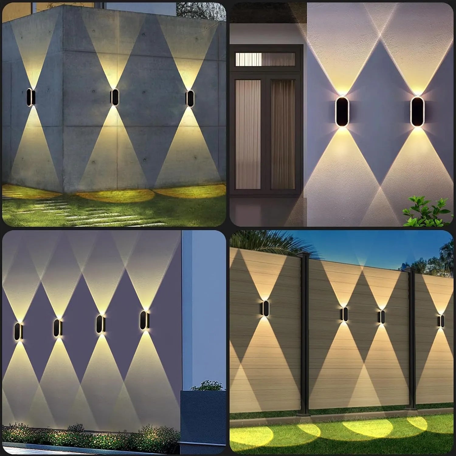 Solar Up & Down Wall Lights – 3 Color Modes, 2-Pack