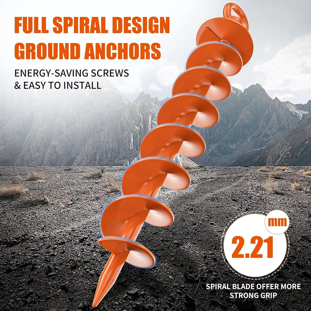 Heavy-Duty Full-Spiral Ground Anchor Screws — 4-Piece Set