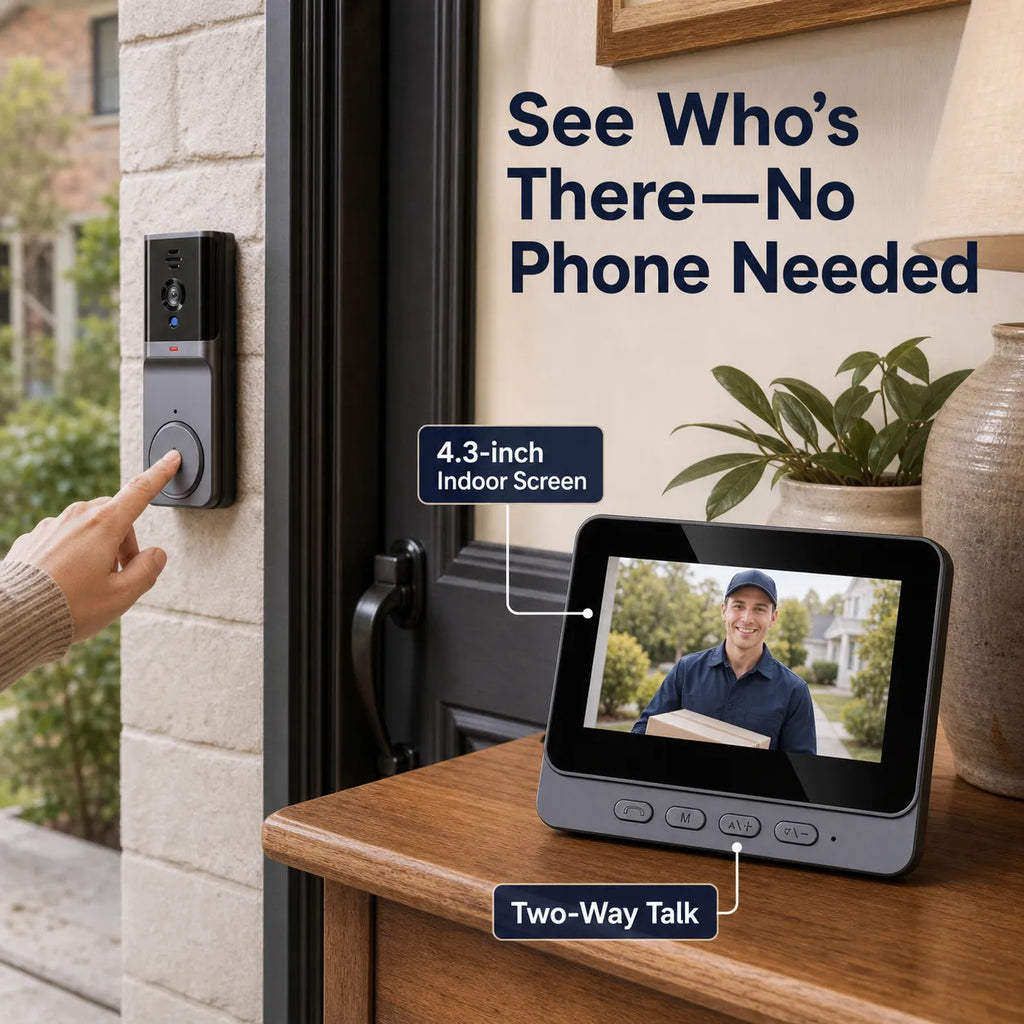 M16S Wireless Video Doorbell Monitor with 4.3-Inch Indoor Screen