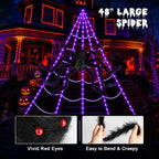 250-LED Purple & Orange Spider Web Lights with Giant Furry Spider