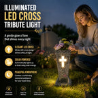 🕊️ Solar Cemetery Vase with LED Cross Light 🌿✨