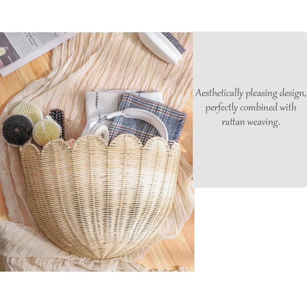 🧺 Handwoven Rattan Wall Basket – Natural Storage, Timeless Style