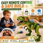 🦖 Remote Control T-Rex Dinosaur Toy – Walking Robot with Lights, Mist & Roar