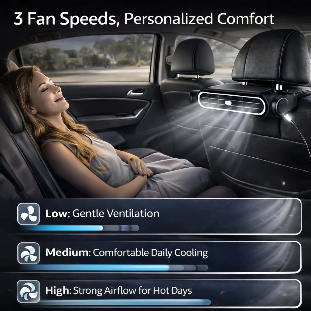 Universal Cordless Car Seat Cooling Fan (For Front or Back Seat Cooling)🌬️🚗