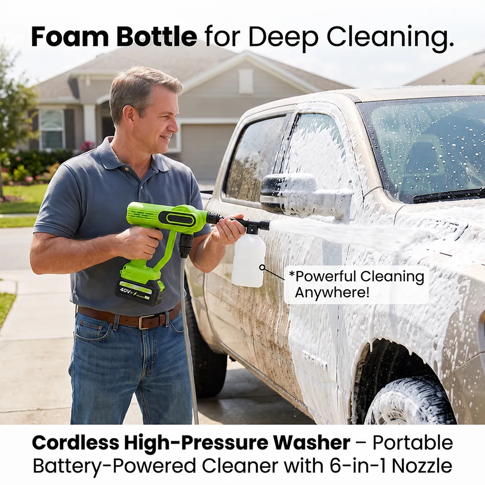 🚿Cordless High-Pressure Washer – Portable Battery-Powered Cleaner with 6-in-1 Nozzle