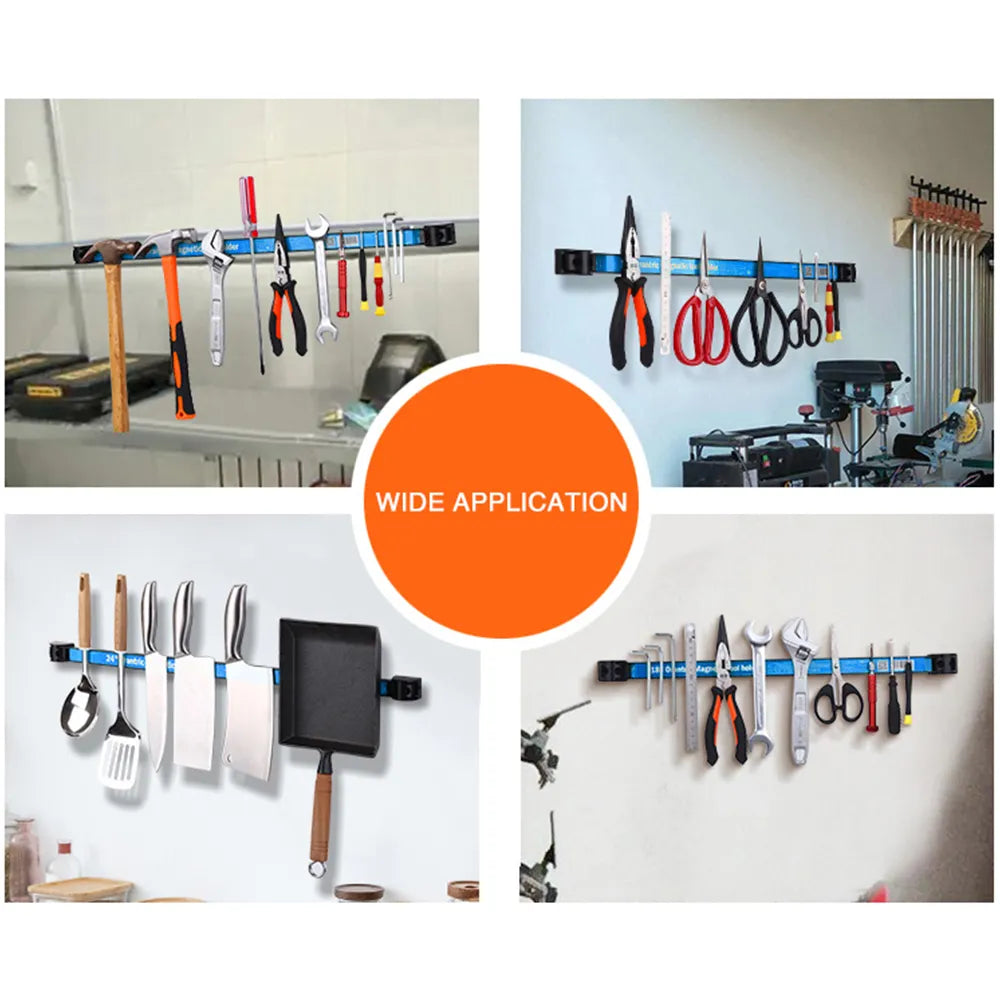 🔧 12" Magnetic Tool Holder – Heavy Duty Wall Mount Bars (Blue)