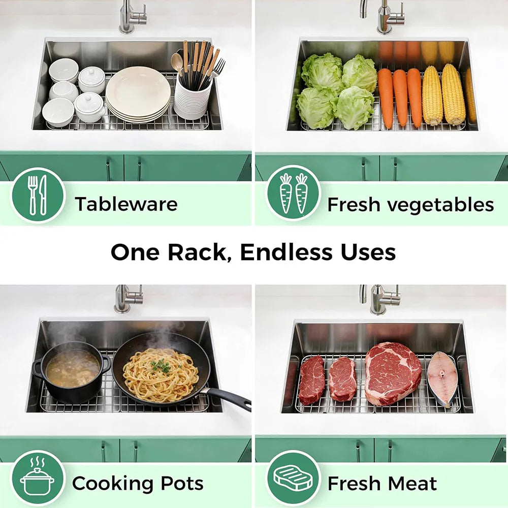 🍽️ Stainless Steel Kitchen Sink Bottom Drain Rack
