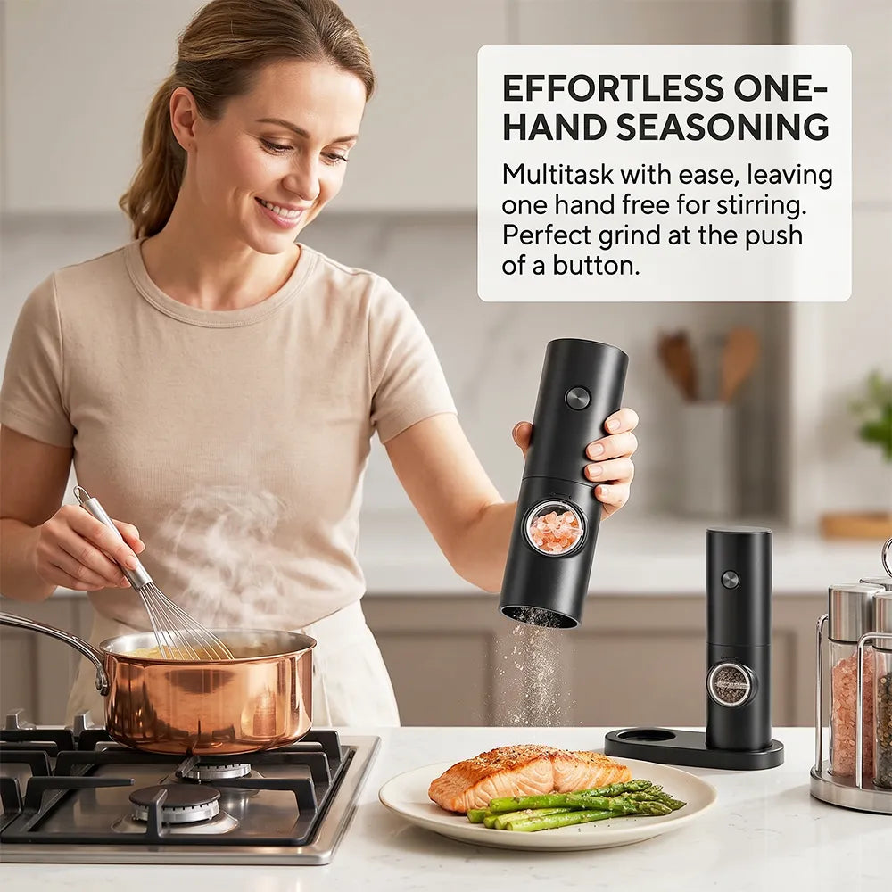 ⚡Electric Salt & Pepper Grinder Set – 2 Pack Automatic Spice Mills  🎈