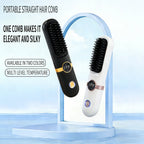 ✨ Wireless LCD Rechargeable Hair Straightener Brush
