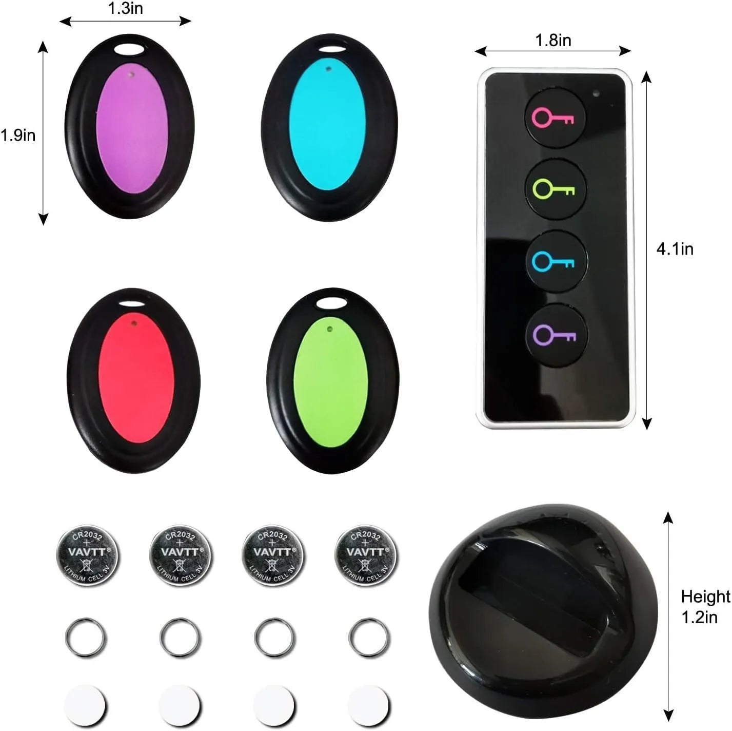 🔑 Wireless Key Finder with Sound & Light – 1 Transmitter + 4 Receivers