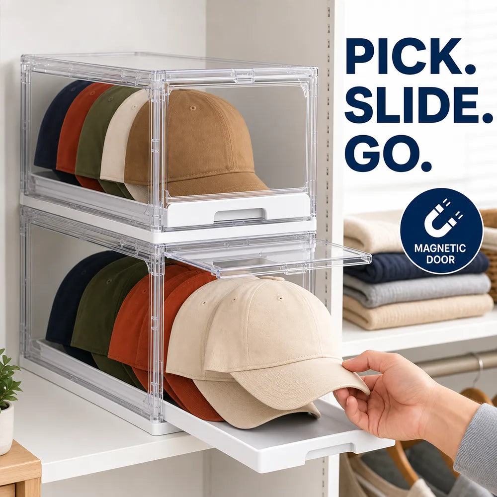 Clear Stackable Baseball Cap Organizer Drawers